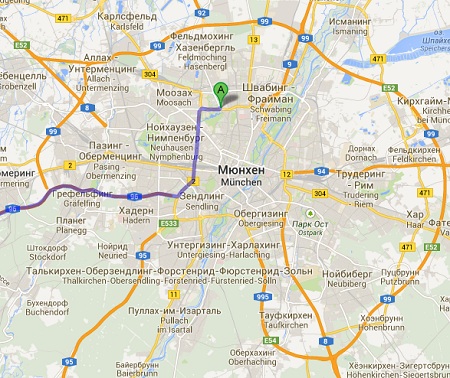 Как долго можно выбираться из центра Мюнхена?