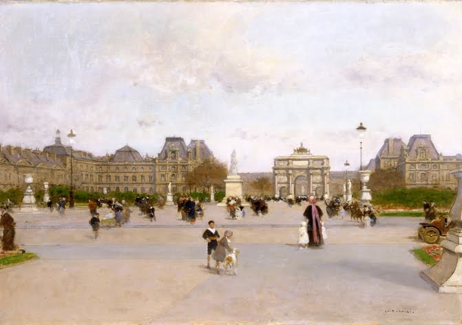 Luigi Loir - The Louvre from the Jardin des Tuileries [Colección privada] (671x473, 134Kb)