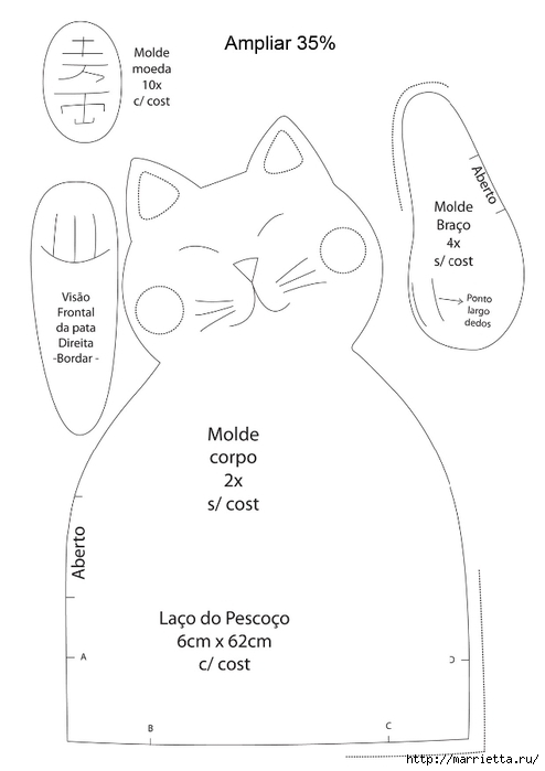 Шьем кота Манеки Нэко - подставку для двери (12) (494x700, 85Kb)