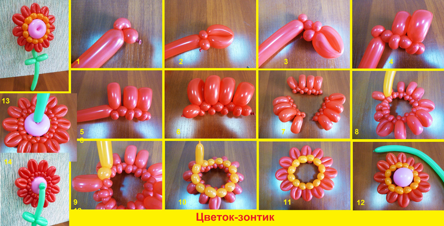 Инструкция как сделать цветы из шариков