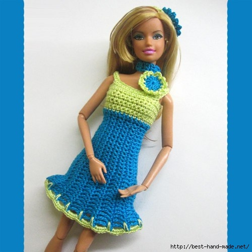 handmade_barbie_clothes_dark_turquoise_blue_light_green_dress_headband_2fe7812d (500x500, 116Kb)