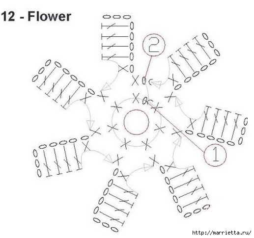 Вяжем ЦВЕТЫ КРЮЧКОМ. Схемы (13) (517x485, 93Kb)