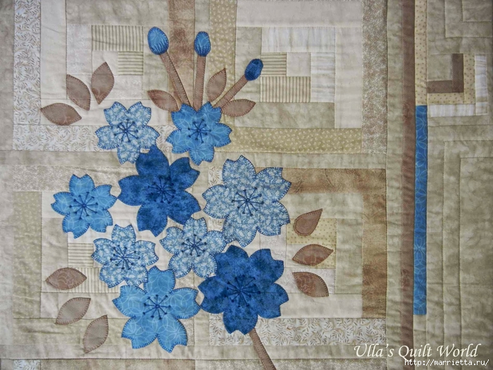 Японский квилт. Очень красивая подушка и лоскутное одеяло (8) (700x525, 324Kb)