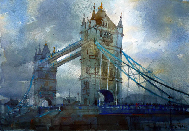 Geoffrey Wynne watercolour Tower Bridge London watercolour (640x443, 262Kb)