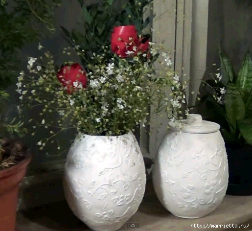 Цветочные вазы и папье-маше. Видео мастер-класс (10) (515x472, 142Kb)