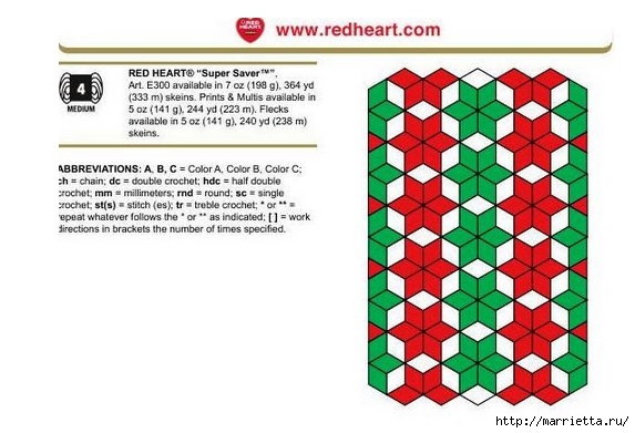 Плед ромбами крючком схема и описание