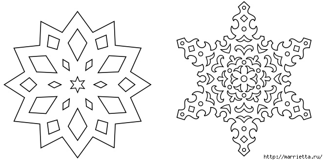 шаблоны снежинок из бумаги (15) (666x333, 102Kb)
