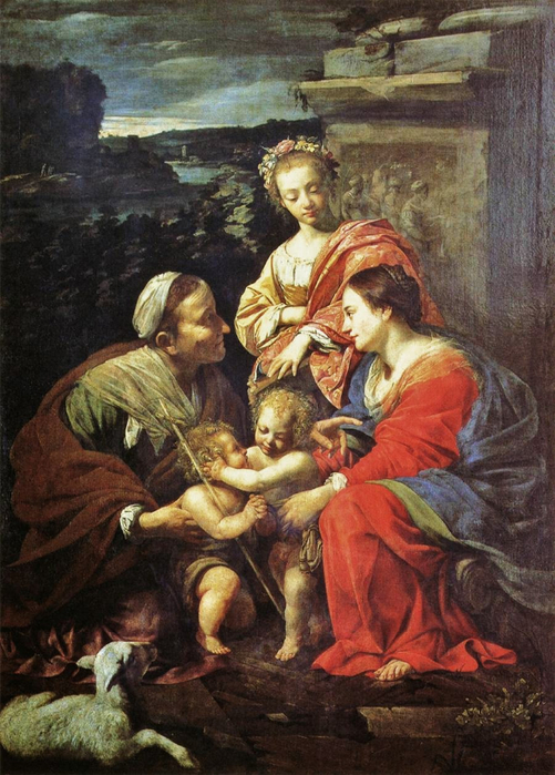 2 Simon Vouet (French artist, 1590-1649) Holy Family with St Elizabeth, John the Baptist, and St Catherine (501x700, 422Kb)