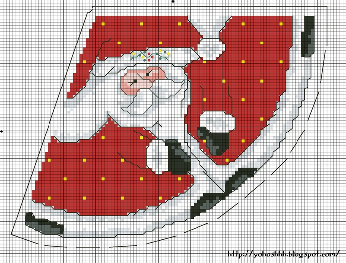 Дед Мороз - подвеска с вышивкой для елочки (1) (700x532, 406Kb)