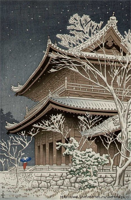 Snow at Chisin Temple, Kyoto (455x690, 317Kb)