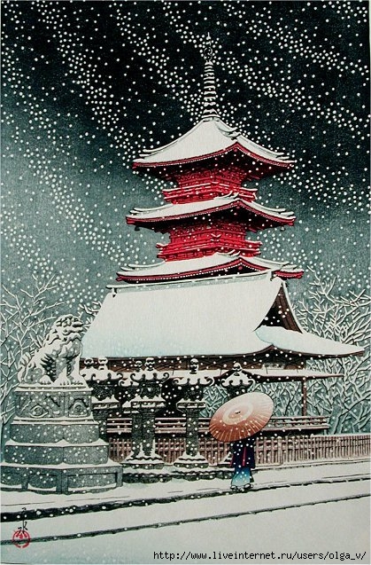 Snow at Ueno Toshogu Shrine (419x637, 287Kb)