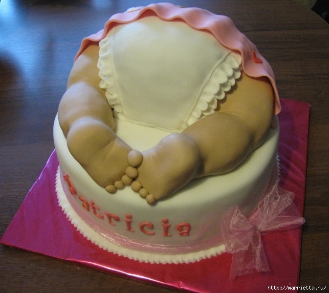 торт из марципана для новорожденного (673x600, 201Kb)