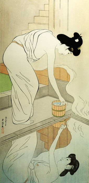 Woman Preparing to Bathe, Her Image Reflected in the Water   1918 (341x700, 67Kb)
