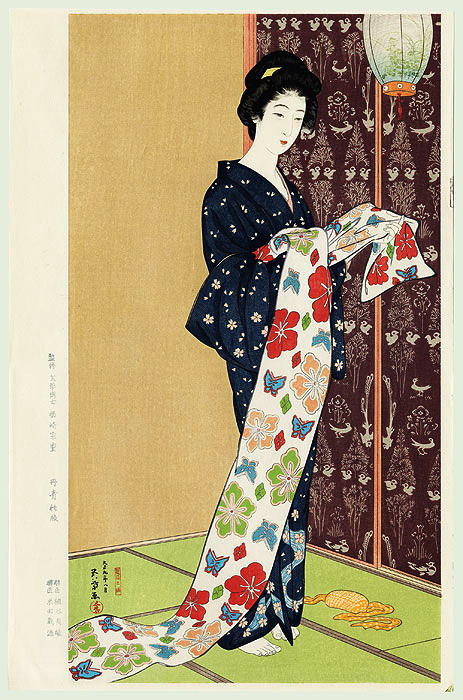 Красавица в летнем кимоно 1920 (463x700, 132Kb)