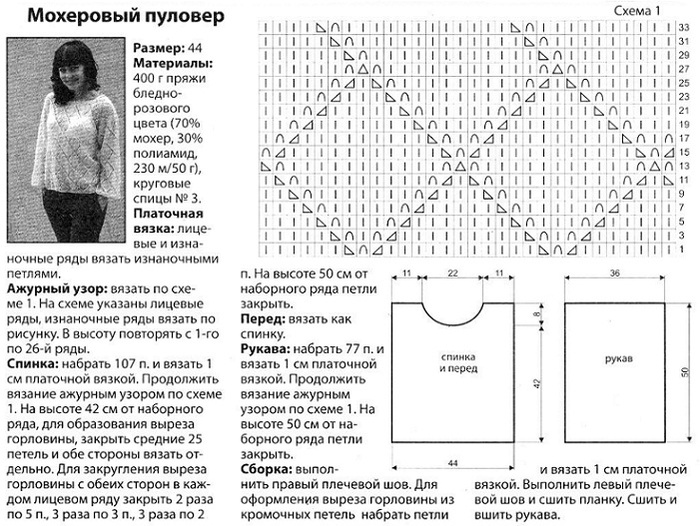 Свитерок из мохера схемы Свитерок из мохера схемы