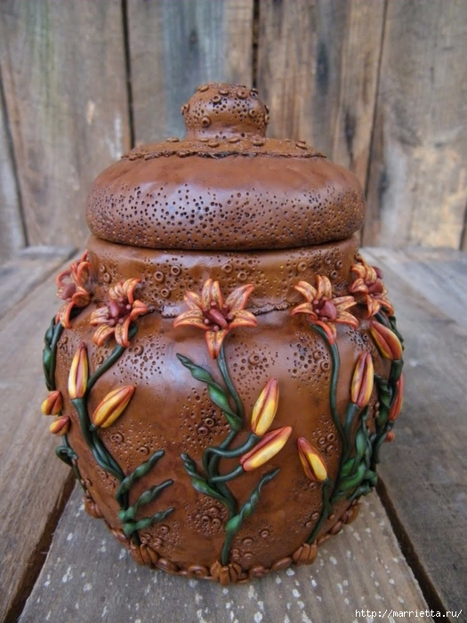 Полимерная глина в декорировании вазы (525x700, 296Kb)