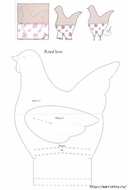 Выкройка курочки в стиле тильда (2) (421x623, 67Kb)