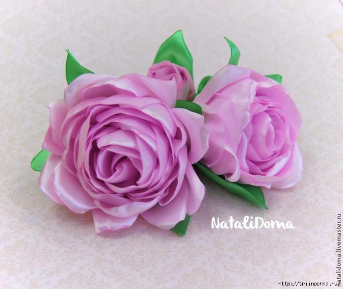 Миниатюрный букет роз из атласных лент и фоамирана своими руками на 8 Марта