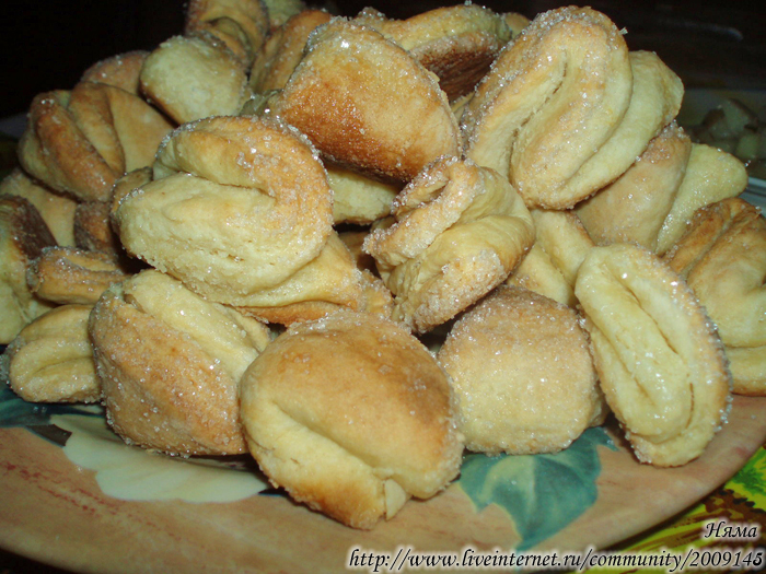 Печенье из творога ушки с сахаром рецепт с фото