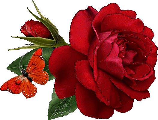 большая роза с бабочкой от Милы Бонд (527x400, 120 Kb)