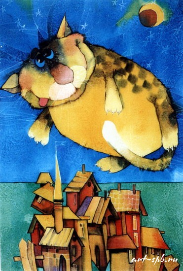 "Букет котов и не только" от Александра Гладских. Батик. (371x550, 84Kb)