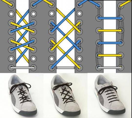 шнуровка кроссовок с 6 дырками схема
