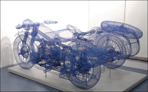 Wire-Frame модель мотоцикла с люлькой в реальности