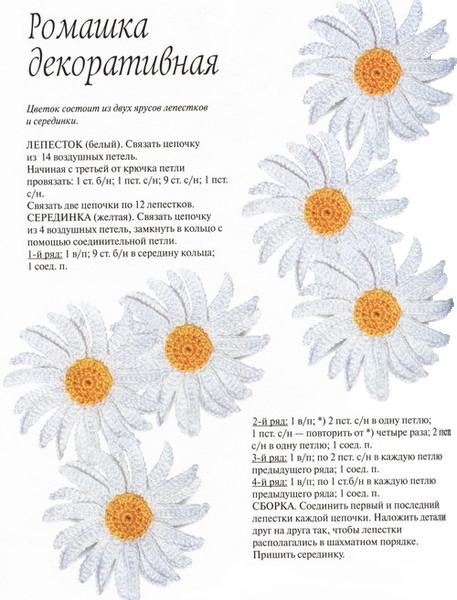 Вязанная ромашка схема Вязанная ромашка схема