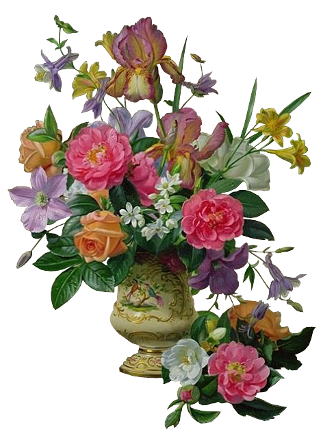 нарисованный гуашью букет цветоввид сверху