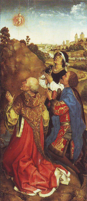 7 Adoratia Magilor.  Rogier van der Weyden.  Detaliu.  Middelburg altar.  1445-1448 (304x700, 421Kb)