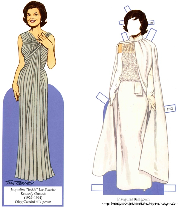 Jackie Kennedy in gown plus white outift (606x700, 217Kb)
