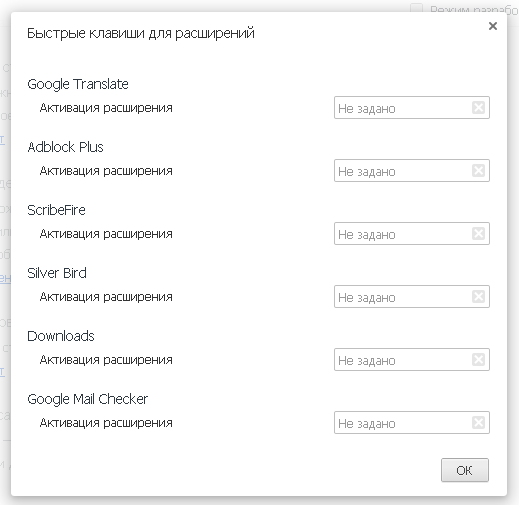 Вызываем расширение в Google Chrome с помощью горячих клавиш