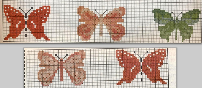 Бабочки на салфетке. Вышивка крестом (4) (700x307, 228Kb)