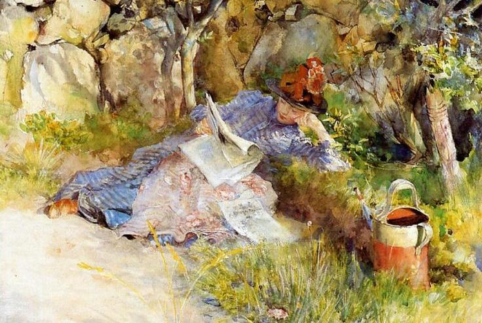 A Lady Reading A Newspaper (700x468, 429Kb)