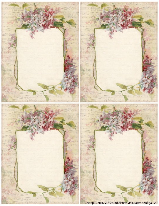 Lilacs and French sheet music ~ 4 notepaper printable ~ lilac-n-lavender (541x700, 324Kb)