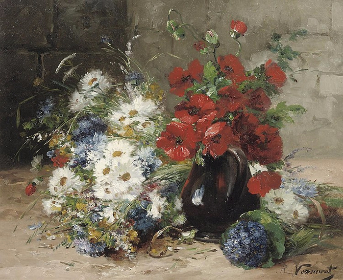 A summer-bouquet with poppies and daisies (700x573, 497Kb)