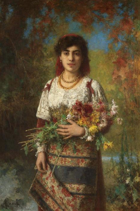 GYPSY GIRL WITH FLOWERS (466x700, 286Kb)