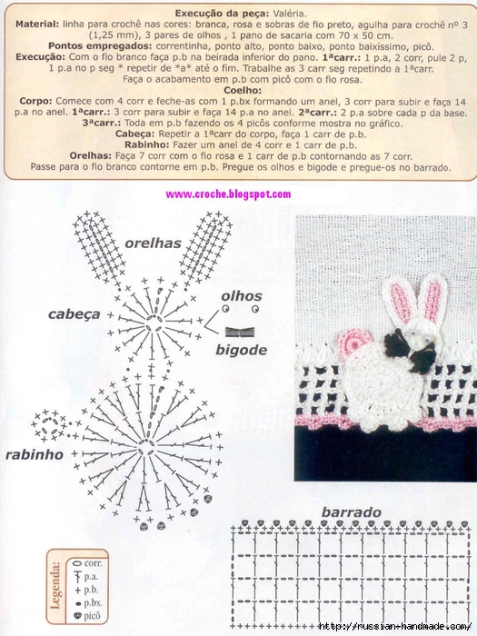 Декорирование полотенца обвязкой с кроликами крючком (2) (525x700, 305Kb)