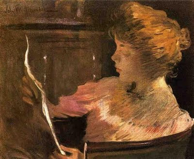 Alexander, John White (1856-1915) 4 John White Alexander (1856-1915) Jesse Steele Reading (400x327, 115Kb)