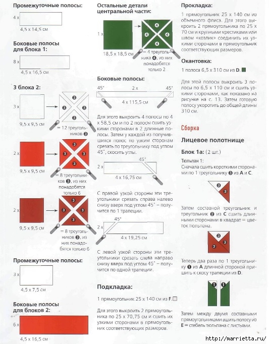 Лоскутное шитье. Дорожка и прихватки с тюльпанами (1) (533x682, 236Kb)