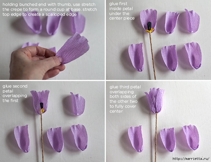 Как сделать тюльпан из гофрированной бумаги?
