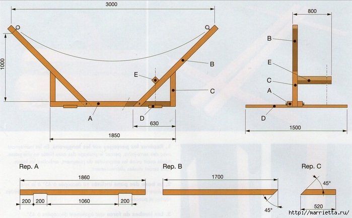 Деревянная стойка для гамака своими руками (8) (700x433, 202Kb)