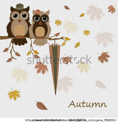stock-vector-pair-of-owls-on-branch-in-autumn-154538015 (450x470, 92Kb)