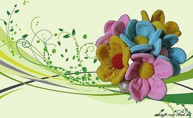 Цветочки из вельвета для заколки и украшения детской одежды (9) (672x413, 188Kb)