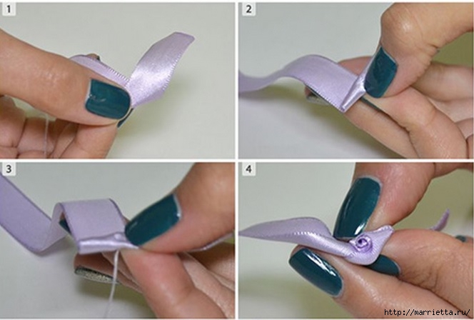 Декорирование ободка для волос бантиком и розочкой из ленты (8) (664x448, 125Kb)