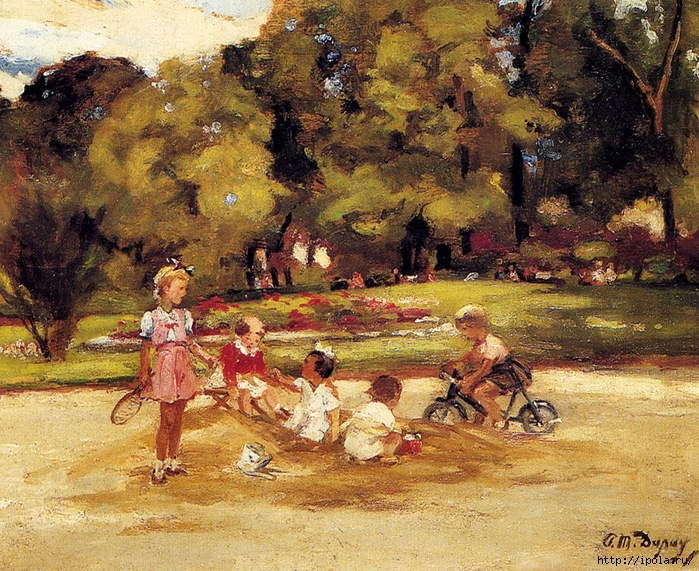 Dupuy_Paul_Michel_Children_Playing_In_A_Park (700x571, 470Kb)