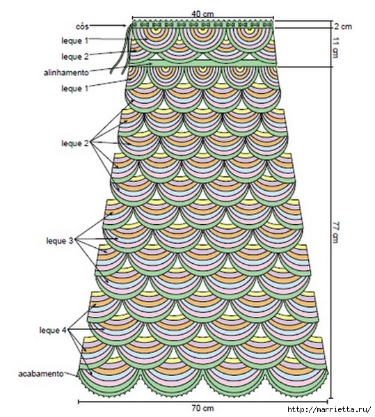 Длинная юбка крючком узором ракушка (6) (539x599, 229Kb)