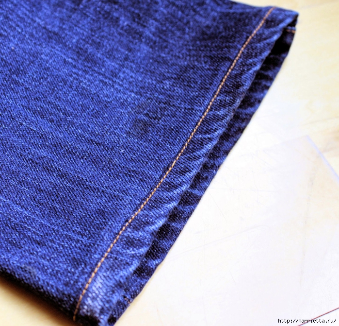 Как подшить джинсы и сохранить потертый край (12) (700x671, 416Kb)
