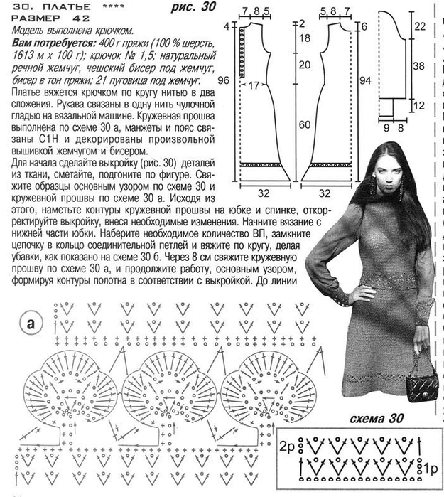 Схема вязания тёплого платья Схема вязания тёплого платья
