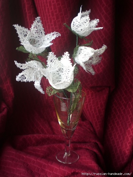 Нежные цветы, снеговик и декоративные шары из ниток. Мастер-классы (30) (450x600, 151Kb)